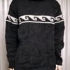JUMPER, WOOL, BAND ON CHEST, CHARCOAL,