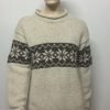 JUMPER, WOOL, BAND ON CHEST, BEIGE,